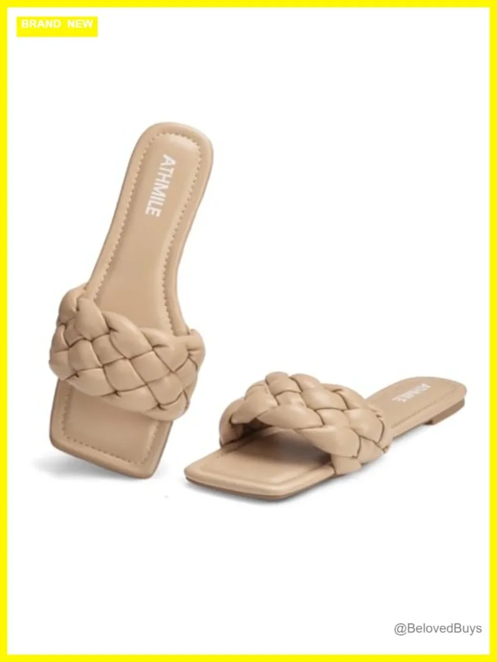 Women's Braided Slide Sandals Square Toe